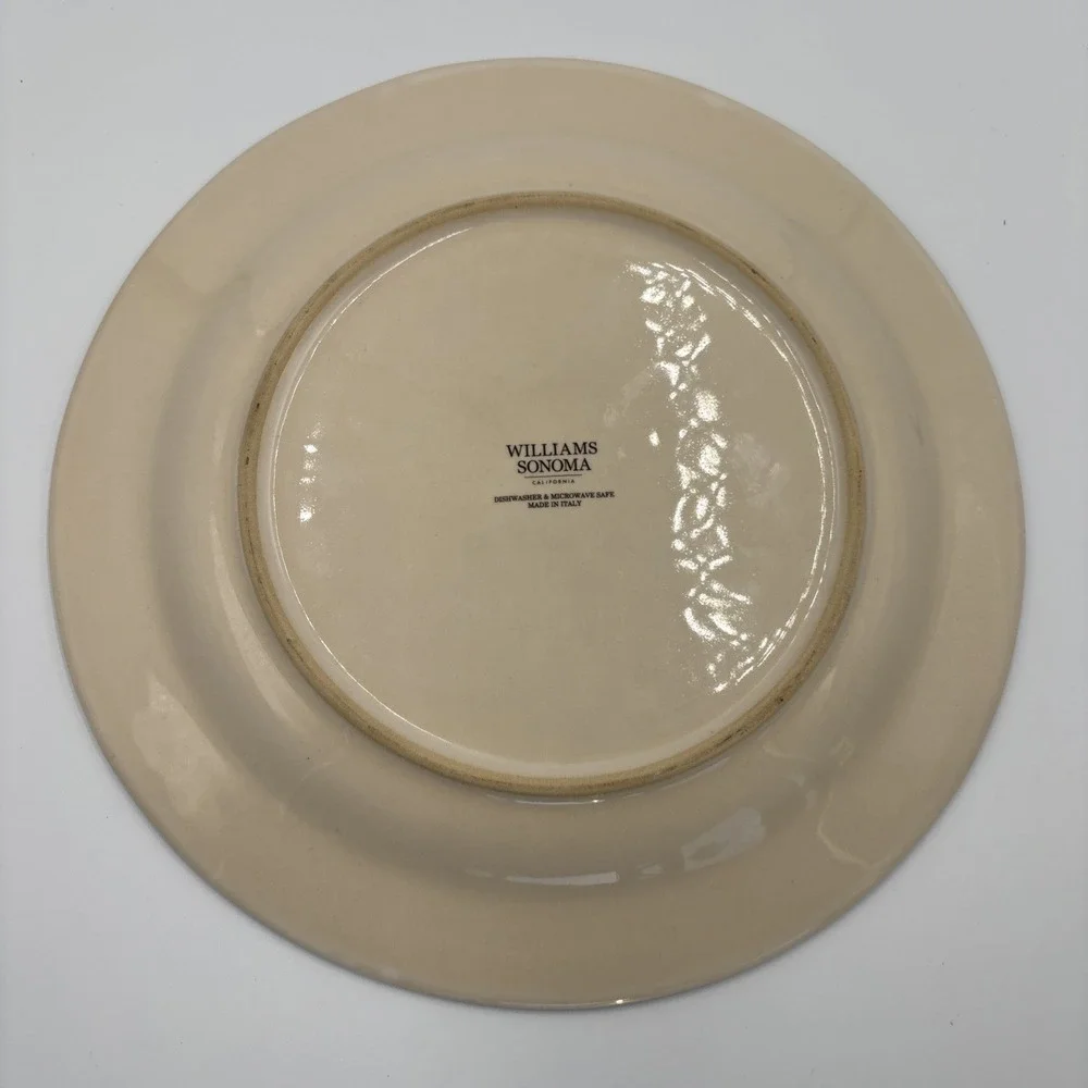 Williams-Sonoma Yellow Rim Blue Flower Dinner Plate Italian Sicily, 11